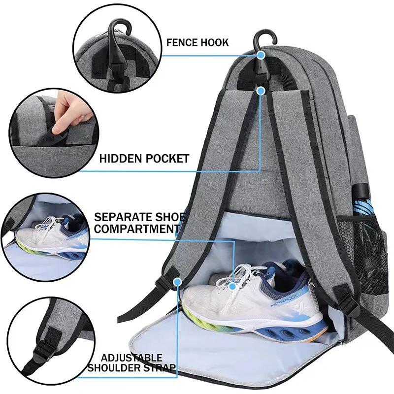 Pickleball Racket Backpack Handbag Crossbody Badminton Tennis Racket Bag Shoulder Bag Waterproof Sporting Backpack