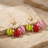 Colorful Starfish Shell Conch Imitation Pearl Earrings Simple Geometric Hoop Fringe Drop Earrings Bohemian Style Accessory