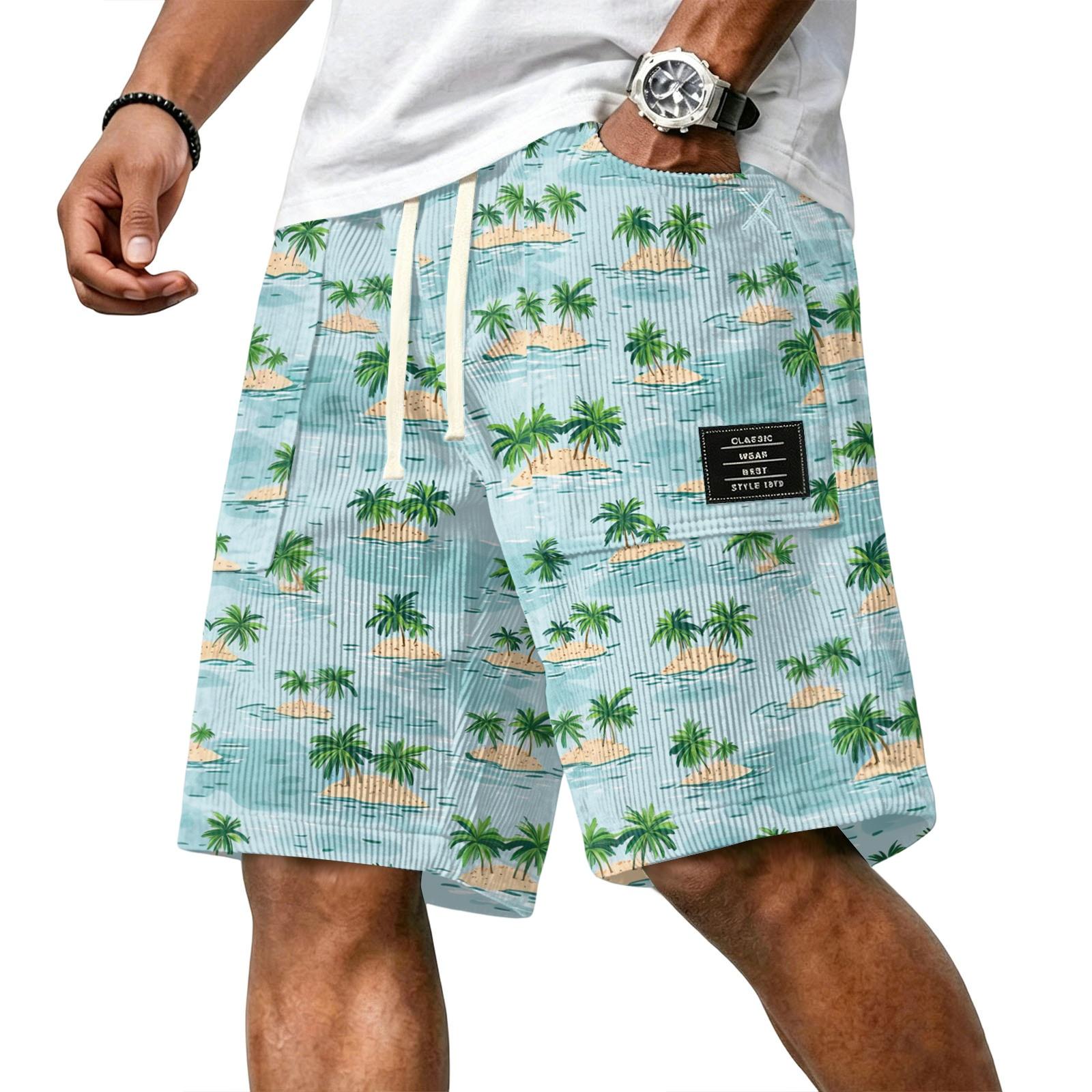 

Men s Casual Corduroy Drawstring Shorts Hawaiian Style Lightweight Comfortable Relaxed Fit Summer Beachwear S