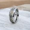 6mm Tungsten Rings for Men & Women – Silver Beveled Edge with Celtic Knot Design and Black Carbon Fiber Inlay. Durable and Stylish