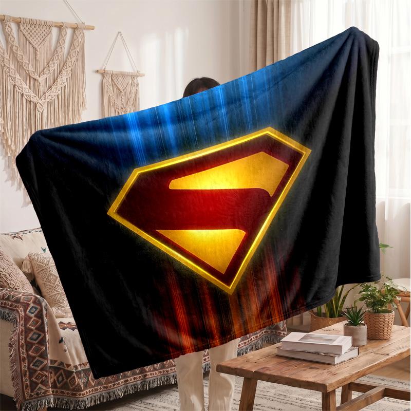 Superman Printed Flannel Blanket, Skin Friendly Warm Throw for Indoor Couch Bed Daily Use
