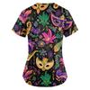 Women's Cute Printed Work Clothes V-neck Double Layer Pockets Basic Short Sleeve Top Pullover Valentines