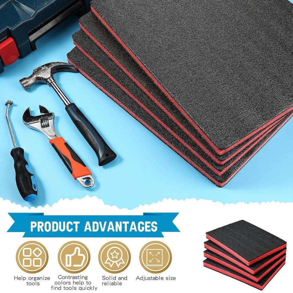 4PCS Tool Box Foam Inserts for Cases Tool Box Liner Storage Tabletop Miniatures Tool Box Camera Case Foam Case Insert Sheet