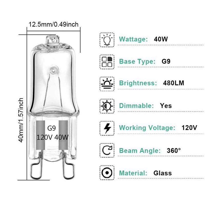 5/10/20PCS Eco Halogen Light Bulbs G9 120V 25W 40W 60W Energy Efficient Crystal Lamps with LED Inserted Beads for Home Lighting