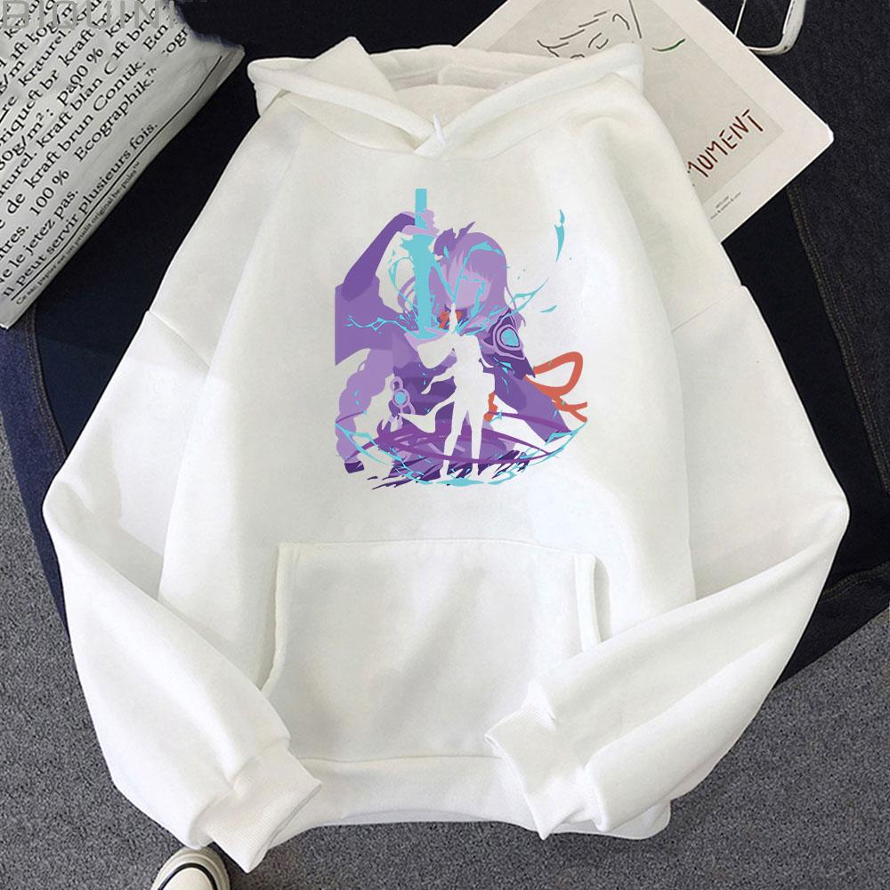 Genshin Impact Hoodie Raiden Shogun Vintage Sweatshirt Women/Men Japanese Streetwear Colors Clothes Graffiti Game Print
