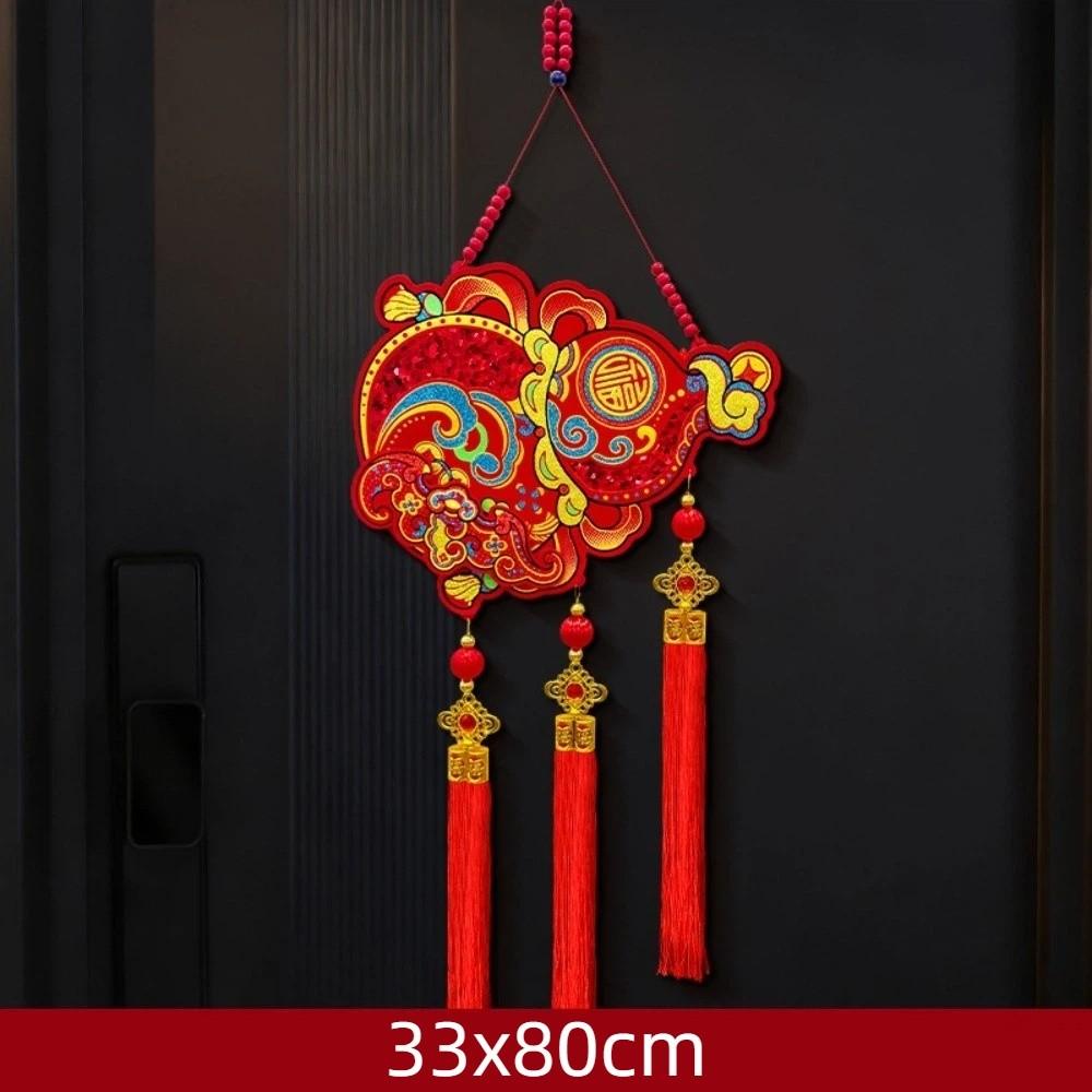 Red Gourd Chinese New Year Ornament with Tassels FU Character Wall Hanging Decor God of Wealth Decor Year of The Horse