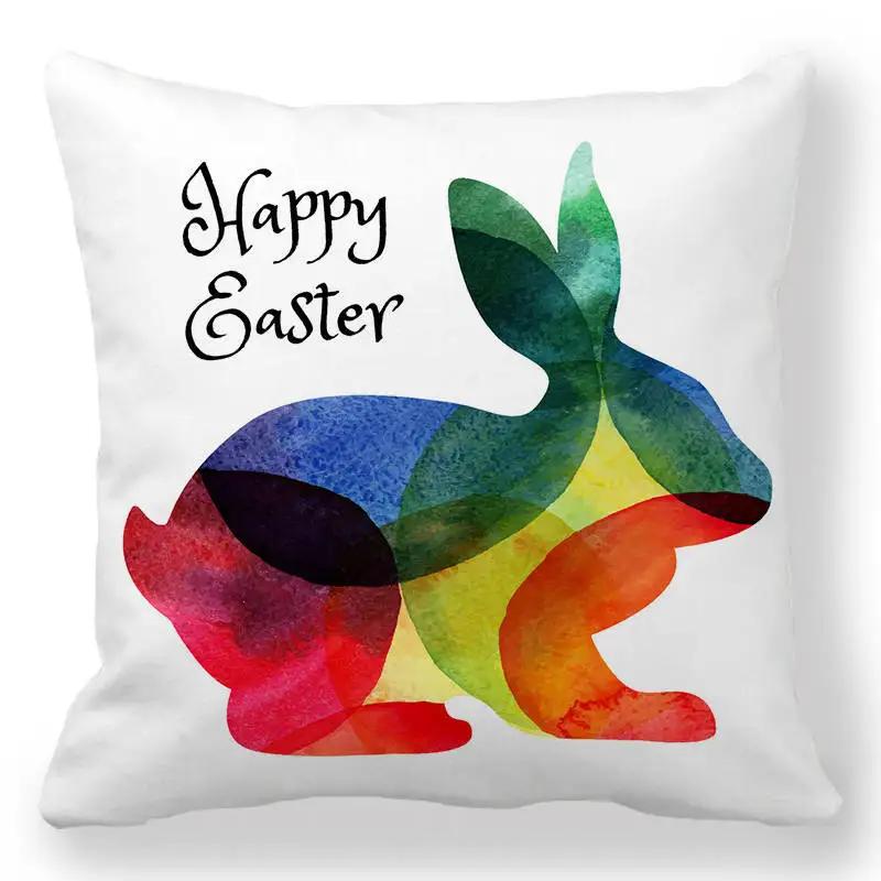 Easter Bunny Cushion Cover Easter EggHoliday Decoration Home Sofa Throw Pillowcase Easter Party Cushion Cover Square 45X45 Cm
