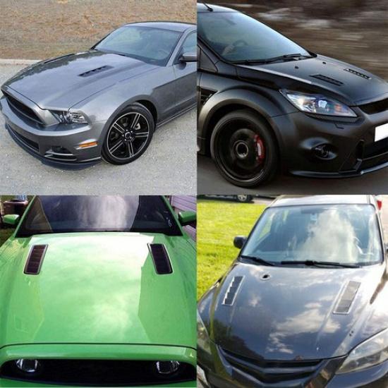 Car Hood Vent Scoop Kit Cold Flow Air Intake Louvers Cooling Bonnet Cover Black