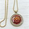 Red and Orange Mandala Pattern Light Luxury Necklace Fully Inlaid with Bezel High-end Accessories