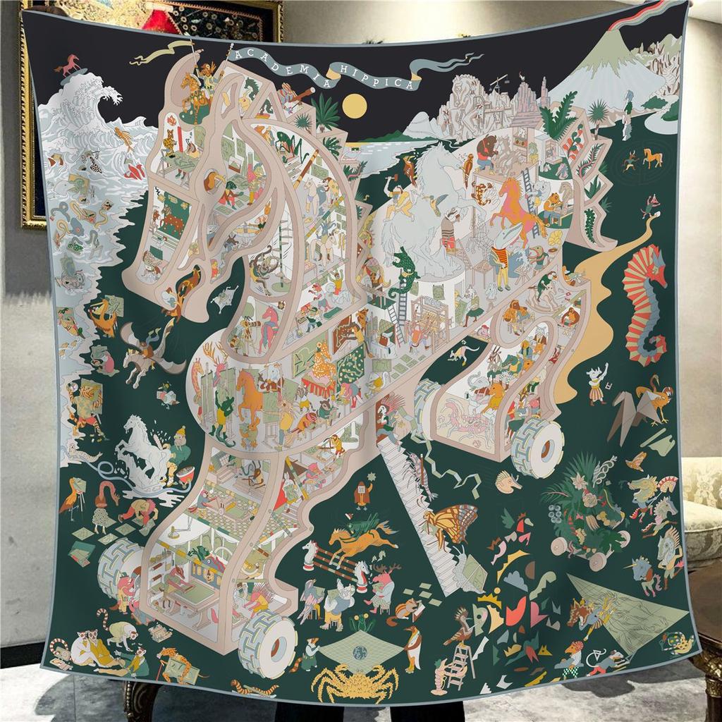 Sciarpa Quadrata da Donna in Finta Seta e Lana 110X110M Elegante Chic Lusso Regalo di Natale Compleanno Festa Ufficio Wrap Quotidiano