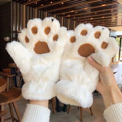 Fashion Warm Women Winter Gloves Bear Paw Cat Paw Gloves Soft Cartoon Furry Mittens Cosplay