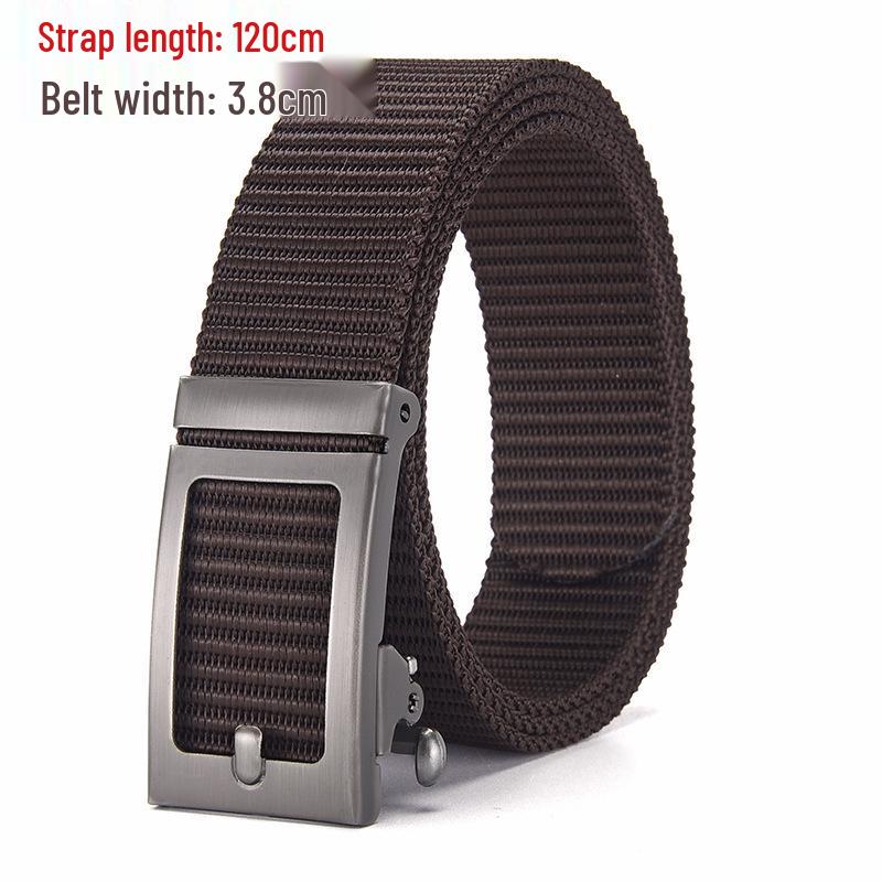 Men's Tactical Canvas & Nylon Woven Belt with Leather Trim - Elastic and High-End Accessory