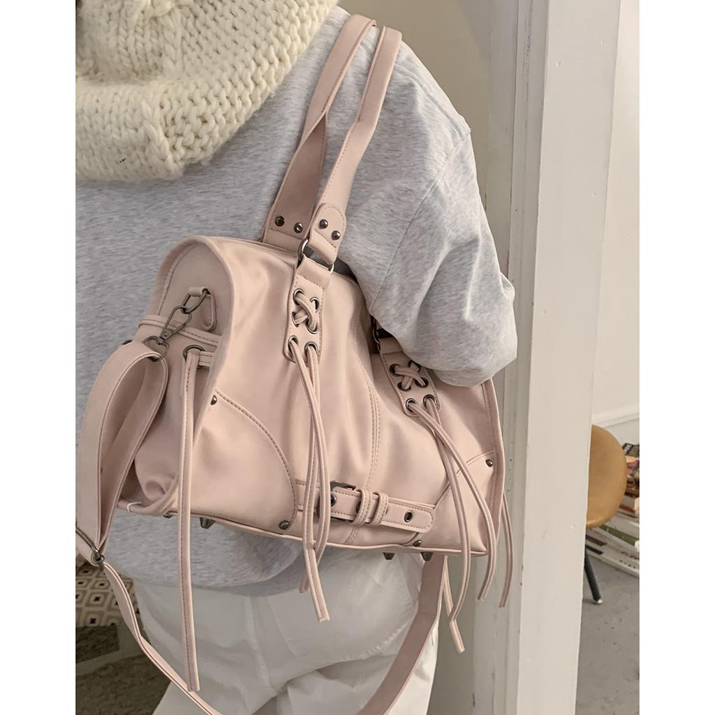 Wasteland style handheld motorcycle bag women's 2025 new trendy Korean retro tote bag high-end large-capacity underarm bag