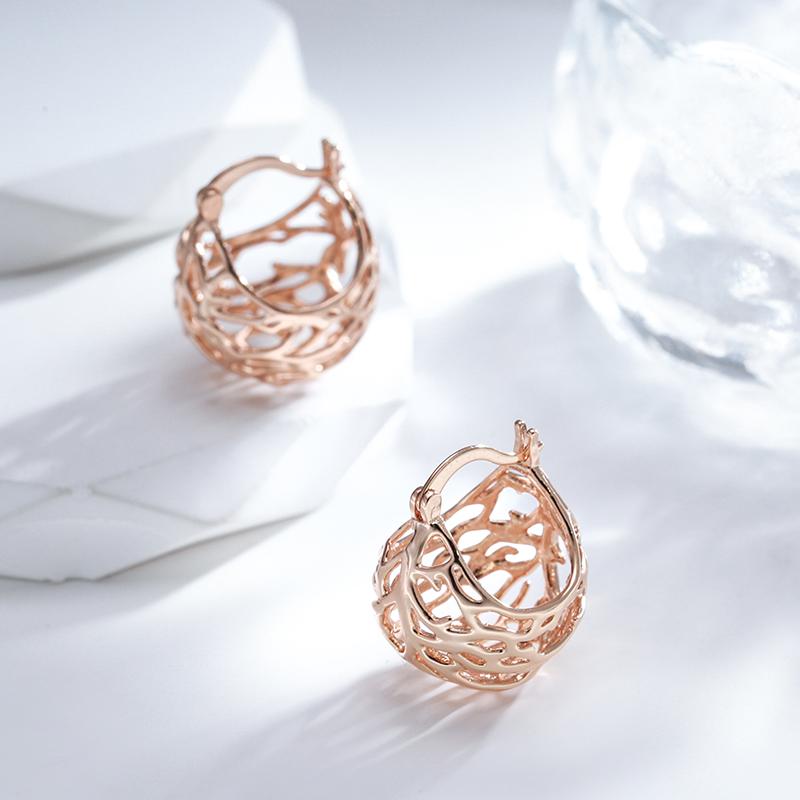 Fashion Glossy Hollow Ball Earring For Women Unusual Creative  Rose Gold Color Ethnic Bride Vintage Daily Jewelry New