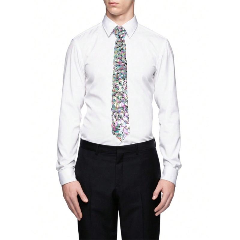 Glittering Rhinestones JK Necktie Knot Free for Women Men Shimmering Neck Tie Club Party Necklace Tie Costume Neckwear