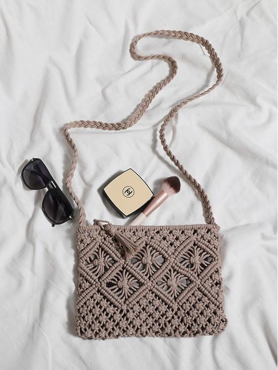 2025 Woven Tassel One-Shoulder Crossbody Clutch