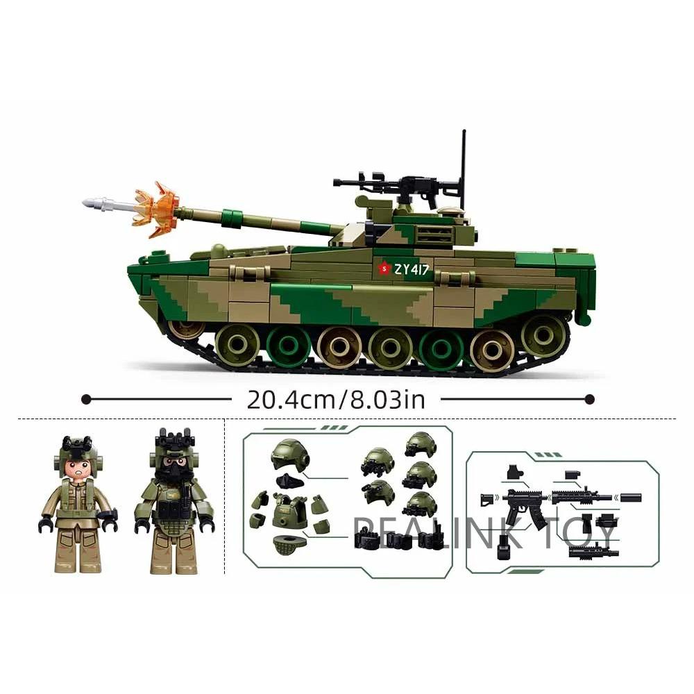 Sluban Set di Mattoncini Serbatoio Militare Veicolo Corazzato con Figure di Soldati Mattoncini Militari Giocattoli Educativi per Bambini