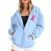 Women's Breast Sweatshirt Ribbon Breast Long Sleeve Hooded Pocket Casual Sweatshirt Jacket