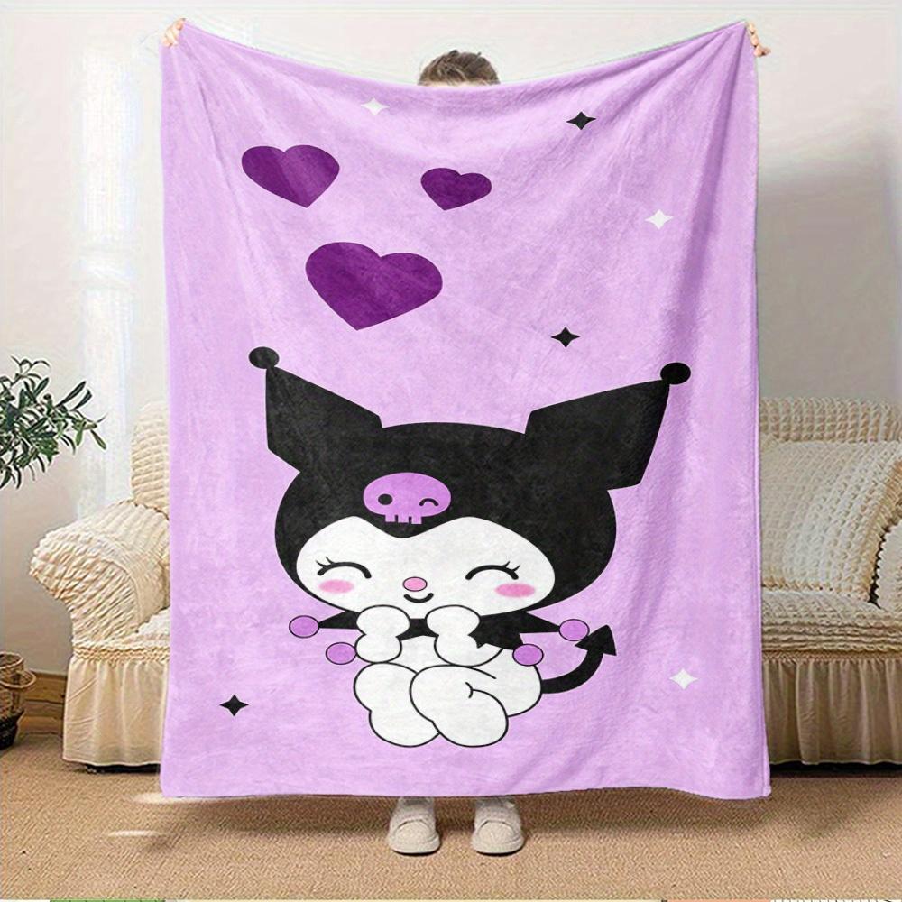 1pc cute cartoon Kuromi heart and star pattern blanket - home decoration, seasonal use, cozy, machine washable, suitable for all ages, a gif