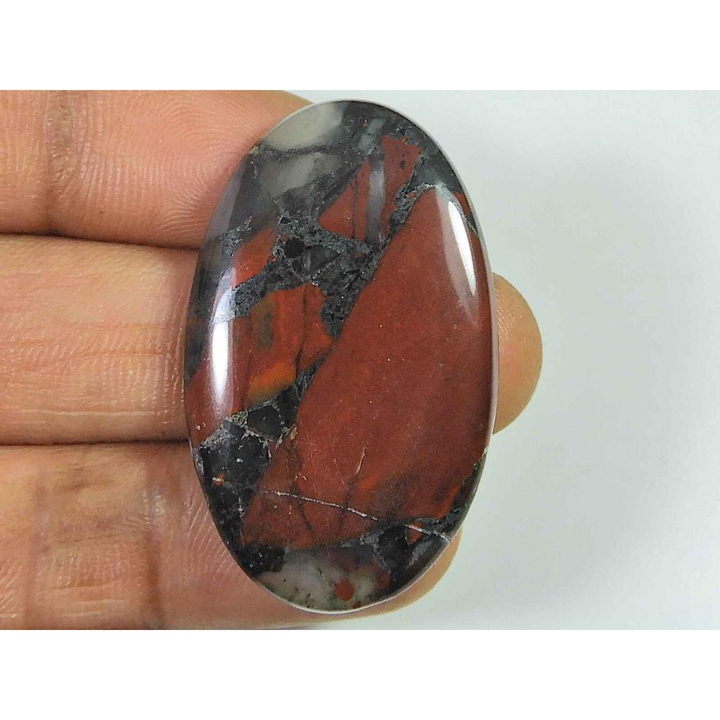 Natural Bloodstone Palm Crytsal 30Cts. Oval Cabochon Loose Gemstone 22X39MM SK-2599