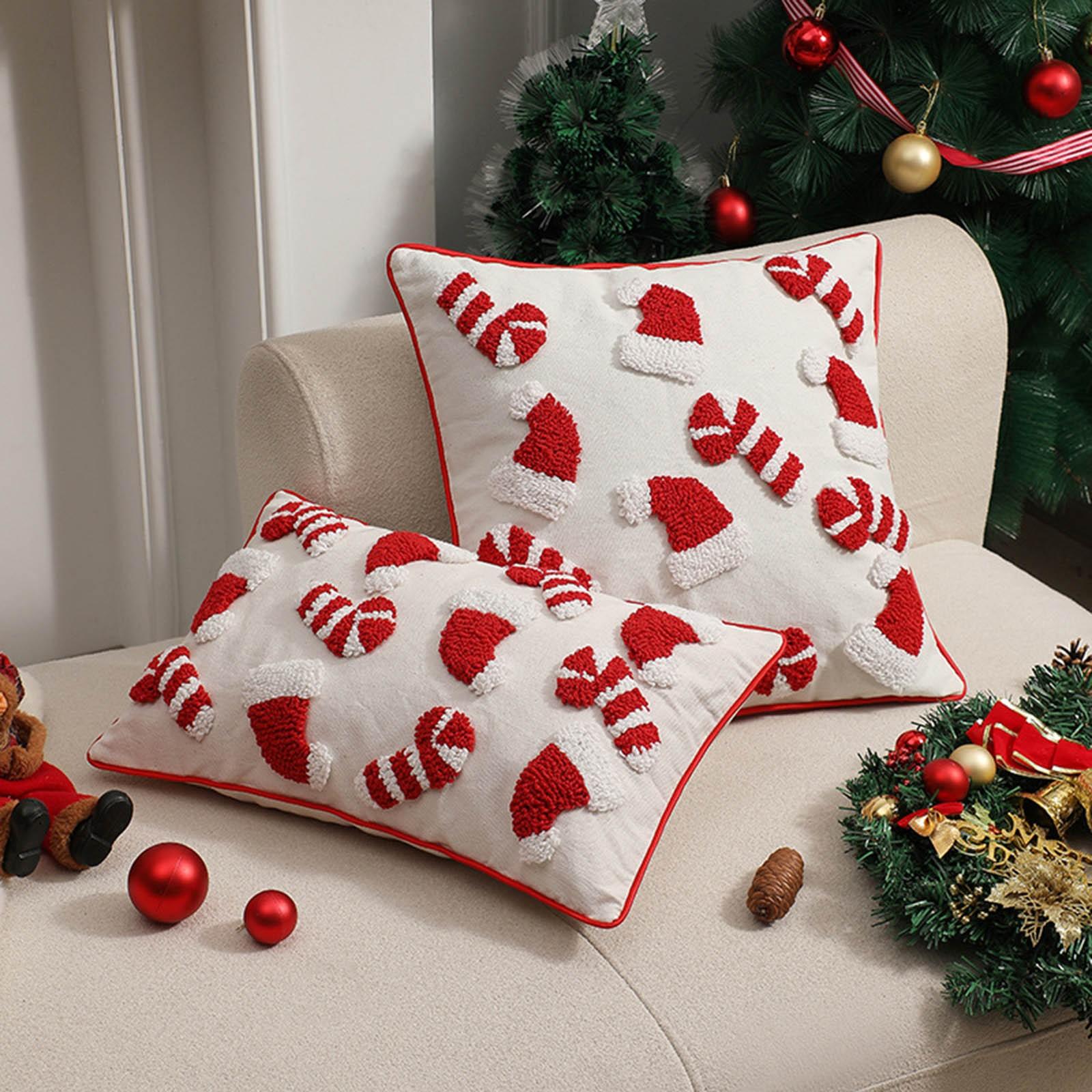 

Christmas Decor Cushion Covers Stereoscopic Soft Tufts Pillowcase Home Sofa Couch Party Decoration Supplies Pillow Covers красный