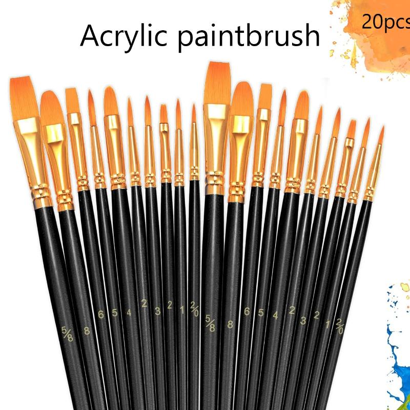 6/20 Peças Conjunto de Pincéis de Nylon Coloridos Pincel para Tinta a Aquarela Acrílica Pincéis Coloridos Profissionais para Pintura a Óleo Papelaria