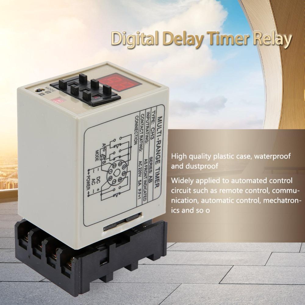 CH3-AB Digital Delay Timer Relay AC220V AC/DC 24V 0.01S-99H Delay Time Relay Dual Mode Operation Delay Relay Industrial Control
