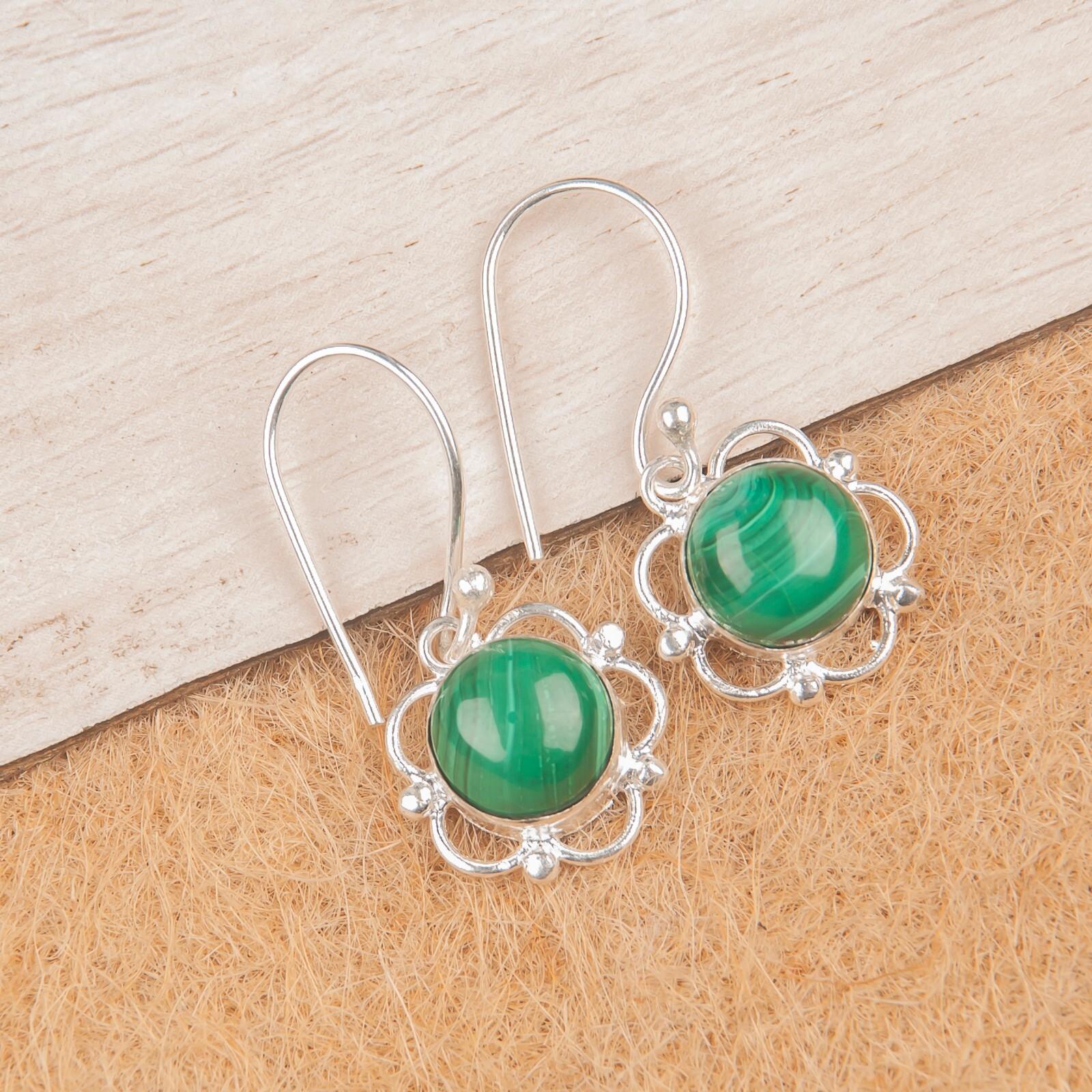 

Натуральный малахитовый драгоценный камень 925 стерлинговое серебро ювелирные серьги 1,40 для подарка EE-56-26