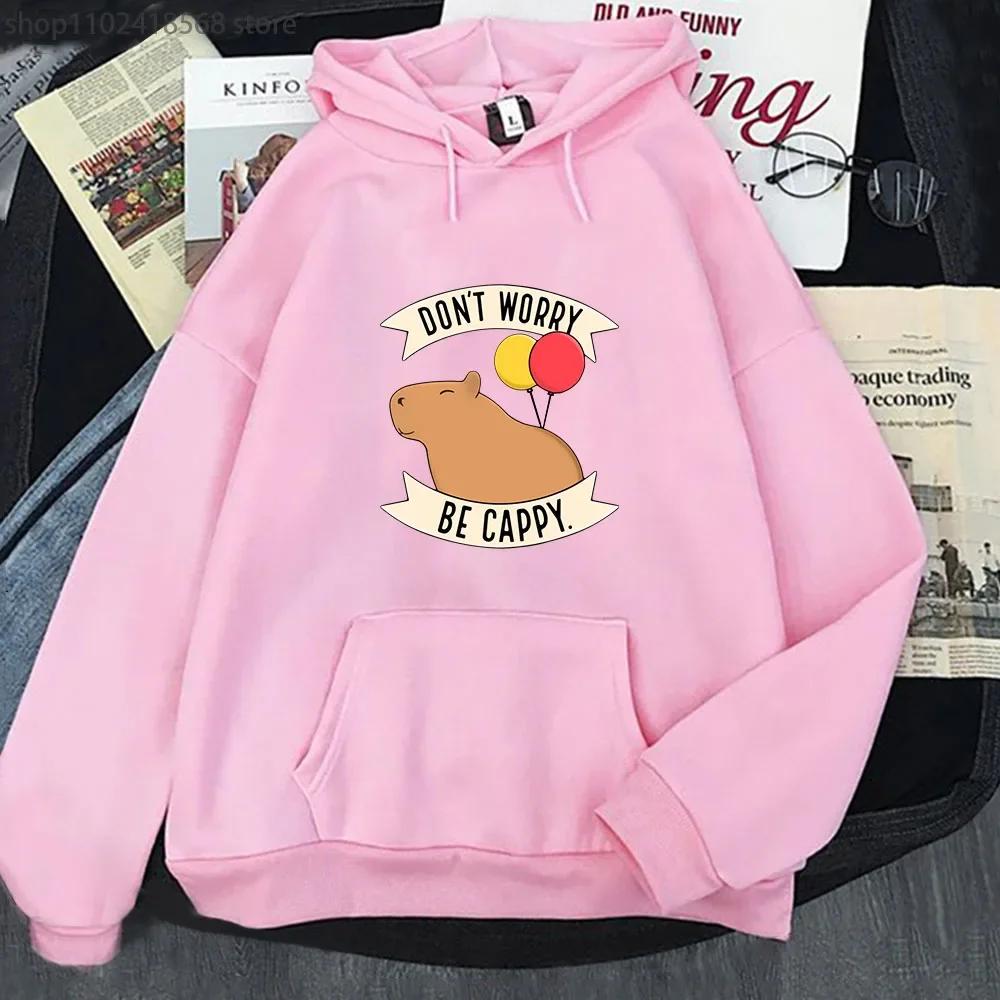 Cartoon Animals Capybara Hoodie Don't Worry Be Cappy Letter Print Sweatshirt Unisex Fashion Hoodies Funny Graphic Tops