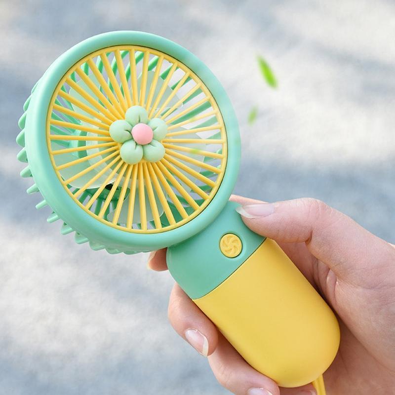 Usb Rechargeable Portable Handheld Fan – Cute Plastic Design, Dual Use (Handheld/Stand), Summer Cooling Fan For Kids & Adults