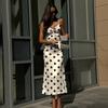 European and American Ins New French Light Luxury Temperament Polka Dot Suspender Dress Sexy Hot Girl V-neck Low-cut Long Dress