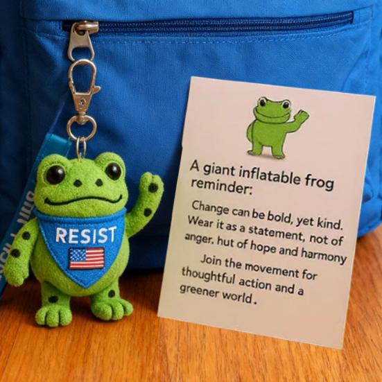 Frog Plush Keychain Soft Portable Eco-Friendly Reminder Toy with Inspiring Card Resist Change Message
