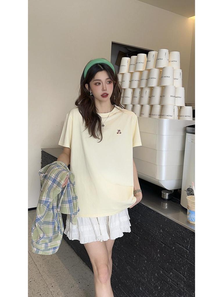 Ice Porcelain Women's Cotton White Short Sleeve Round Neck Print T-shirt, Plus Size Casual Top 2025.