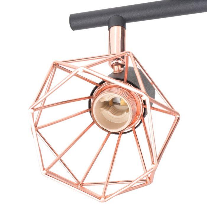 VidaXL Plafonnier avec 4 Projecteurs E14 Noir Cuivre Lampe de Plafond Lustre 244391