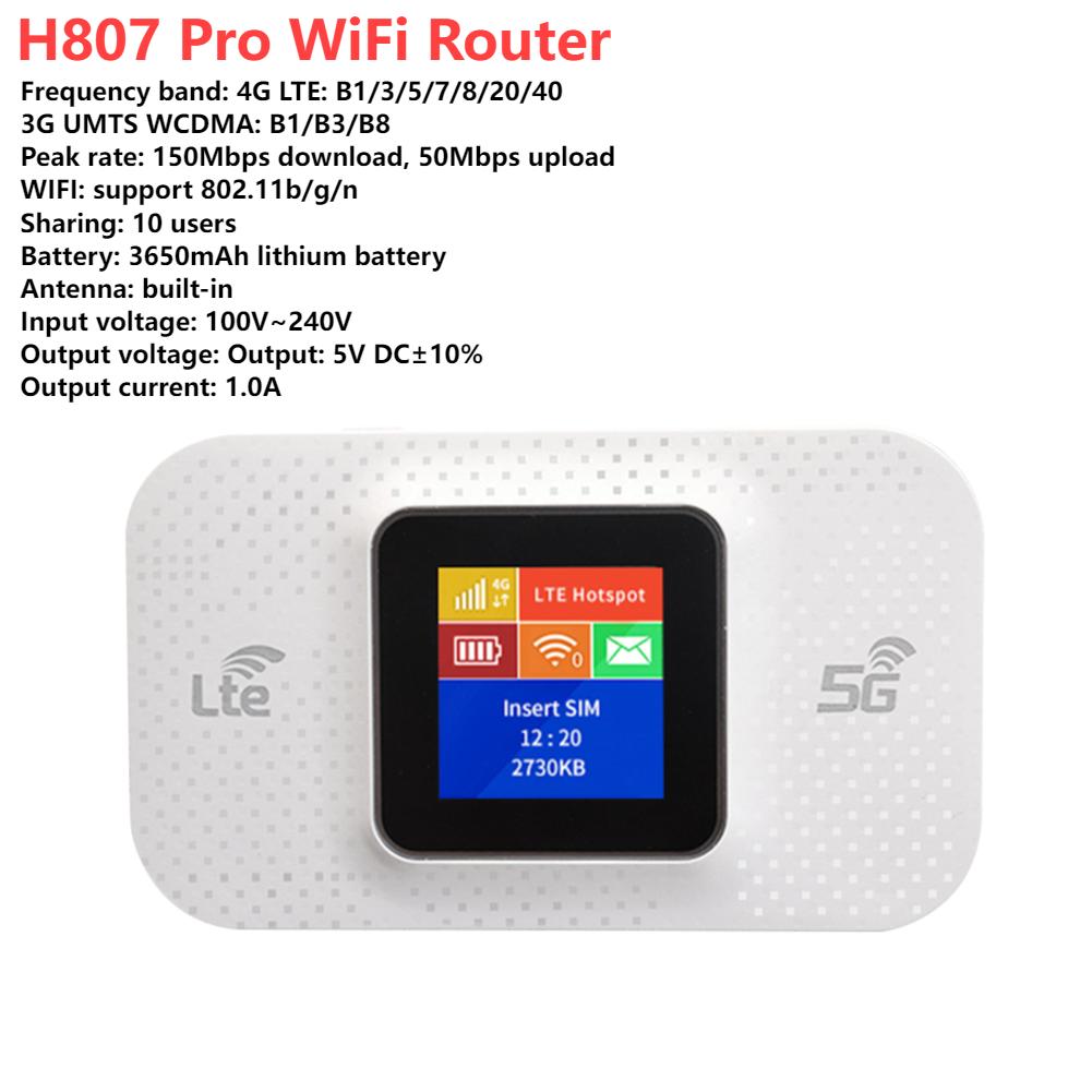 H807Pro H5577 WiFi Router Wireless 150Mbps 4G LTE Wi-Fi Modem Outdoor Plug& Play Mobile Hotspot Wifi Repeater With SIM Card Slot