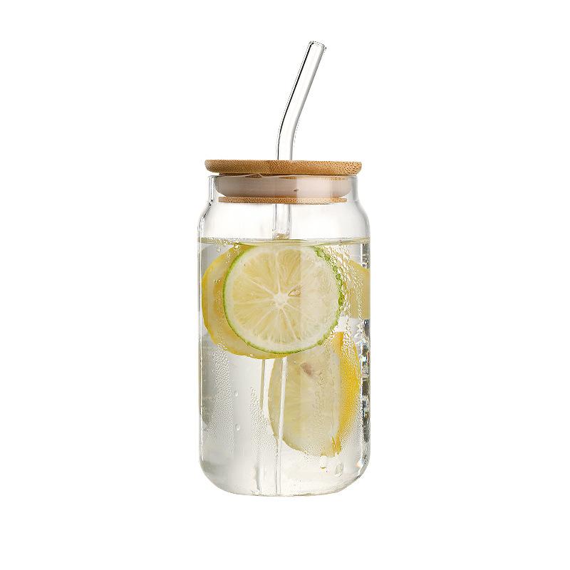 550ml High Temperature Resistant Straw Cup with Lid, Glass High Borosilicate Heat-resistant Glass Cup, Milk Tea Coffee Cola Cup