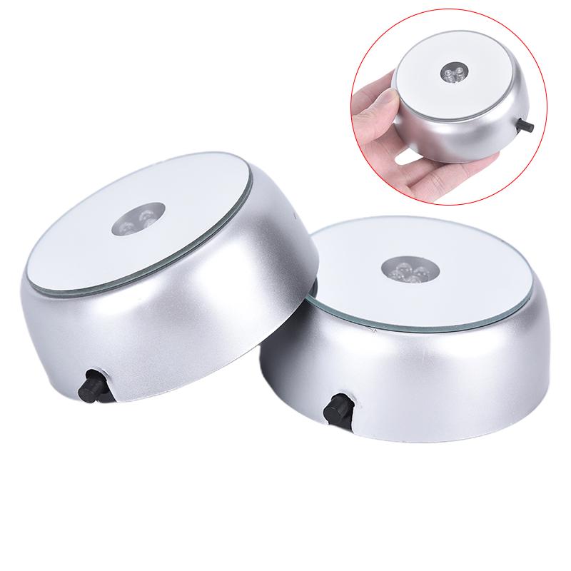 1Pc 4 Leds Luminous Base Light  Glass Display Colorful Round Stand Base