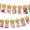 1st Baby Birthday Party Glitter Crown Monthly Photo Banner 1-12 Months Garland
