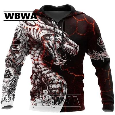 WBWA Tattoo and Dungeon Dragon 3D Print Hoodie Man Women Harajuku Outwear Zipper Pullover Sweatshirt Casual Unisex Jacket Style