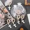18Pcs Wooden Rosary Beads Bracelet Crosses Pendant with Mesh Bags Catholic Baptism Gift Great for Religious Rituals