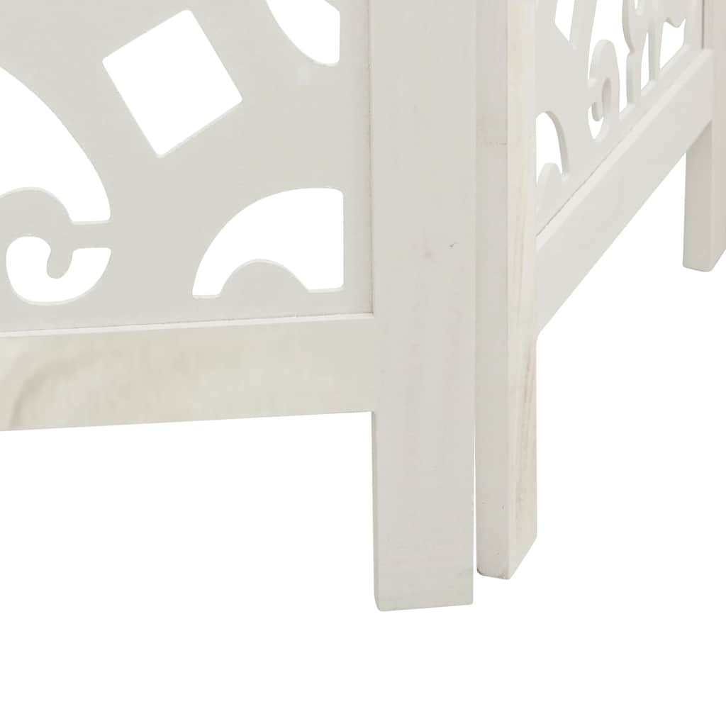 5 Panel Room Divider White Solid Wood Paulownia