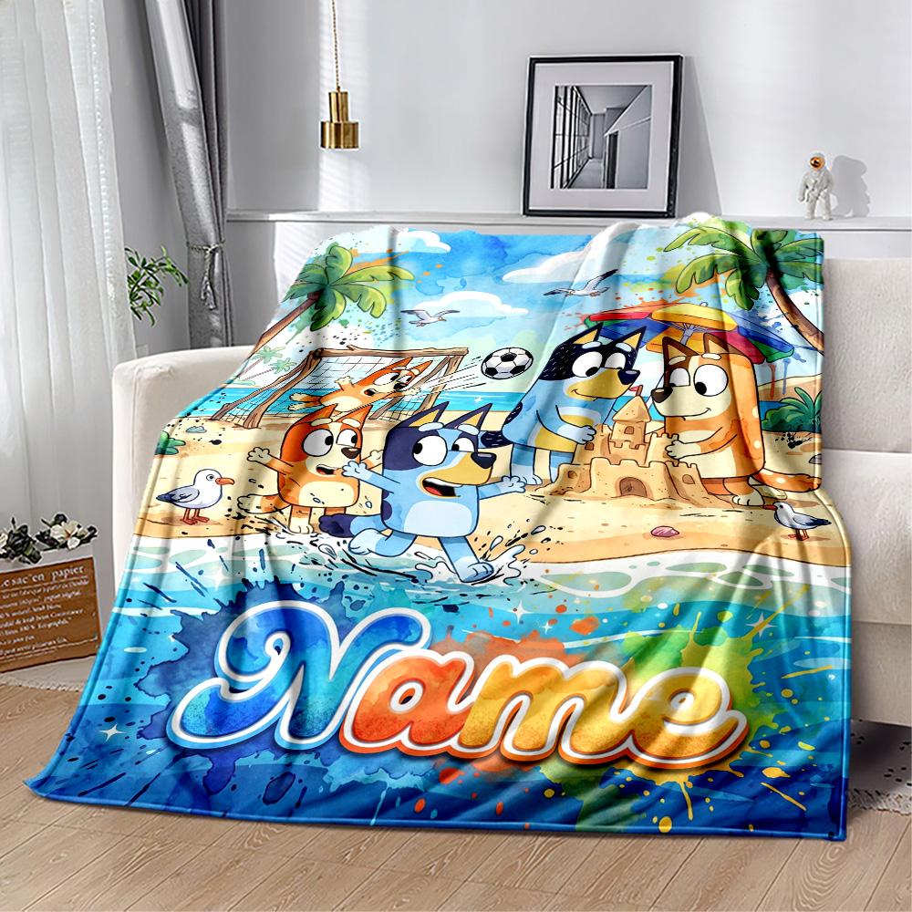 Bluey Soccer Adventure Personalized Name Blanket Throw Personalized Blanket Comfortable for Office Chair Picnics Chair Office for All Occasions