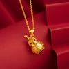 Pure Gold Necklace Lucky Hollowed Out Gourd Pendant for Women Charm Jewelry Gold Jewelry Wedding Party Gift