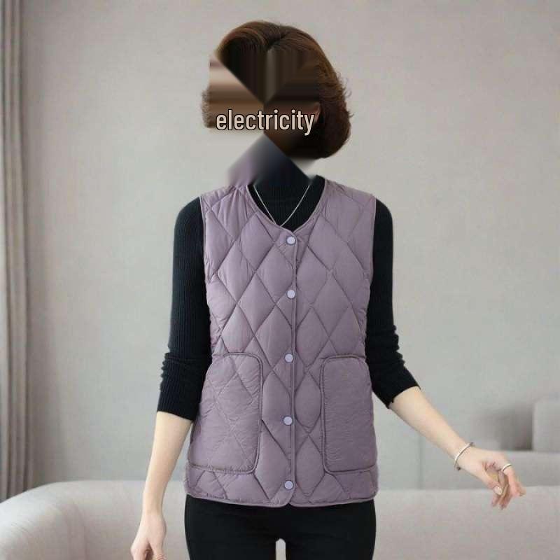 

Stylish Plus Size Sleeveless Cardigan for Middle-Aged and Elderly - Lightweight Warm Vest for Autumn/Winter 4XL (recommended for 70-75kg) фиолетовый
