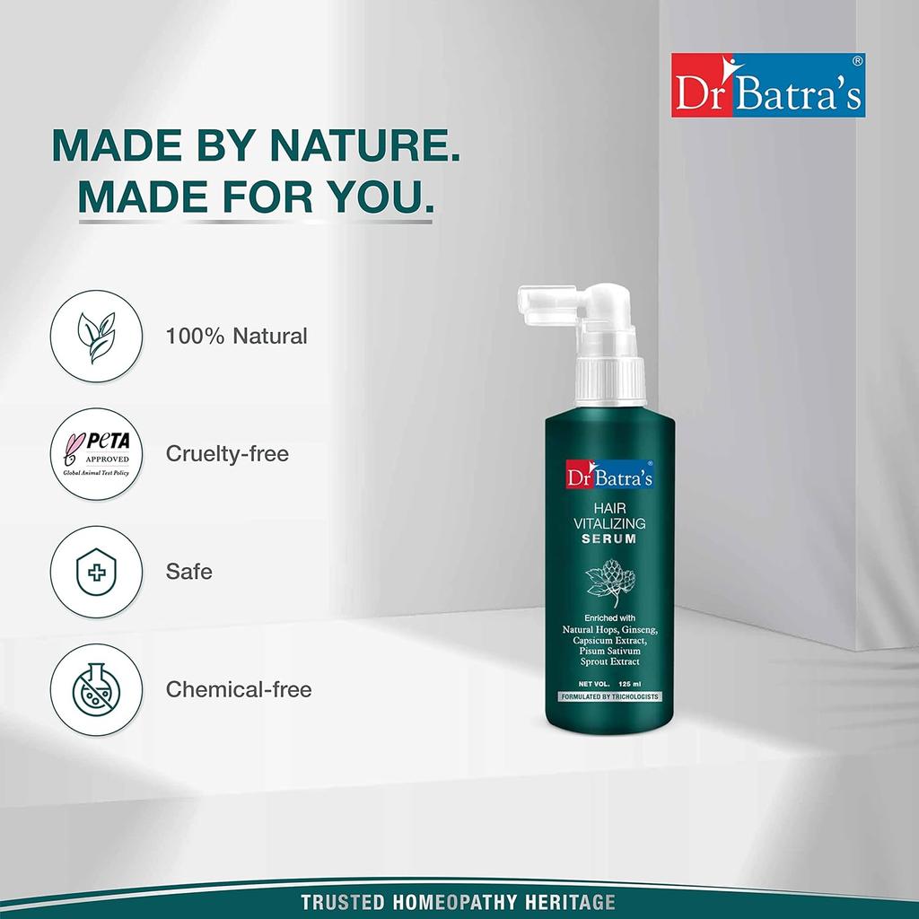 Dr Batra's Hair Vitalizing Serum 125ml X Pack of 2, Lightweight, Frizz Control, Radiant Healthy Scalp