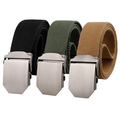 Glossy Alloy Buckle Tactical Belt Men'S Canvas Polyester Cotton Belt Overalls Belt Military Fan Outdoor Training Belt