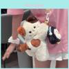 Borsa a tracolla morbida in peluche con gatto calico, chiusura con cerniera, per uso quotidiano