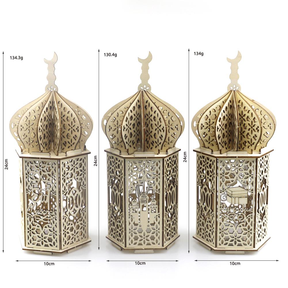 Wooden Ornament Decorative Led Light Party Supplies For Muslim Festival Eid Mubarak Decoration