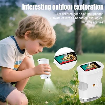 Kinder Digitalmikroskop 1000X Mini Tragbares Taschenkamera-Mikroskop mit 2-Zoll-IPS-Bildschirm Eingebaute 8 LEDs Pädagogisches Lupe Spielzeug