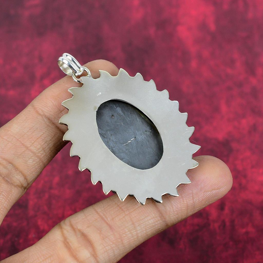 Μενταγιόν Shungite, κοσμήματα πολύτιμων λίθων από μασίφ ασήμι 925, χειροποίητο μενταγιόν, για την Ημέρα των Ευχαριστιών